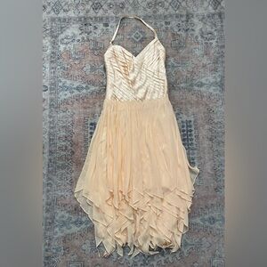 Issue NWT Silk Pink Fairy Whimsical Ballet Y2K Chic Ruffle Flowy Cocktail Dress